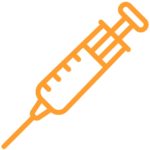 Orange graphic of a needle and syringe