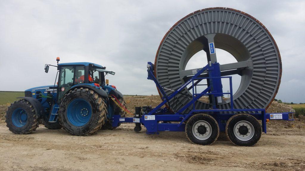 Cable Drum Trailer Pulled by Tractor